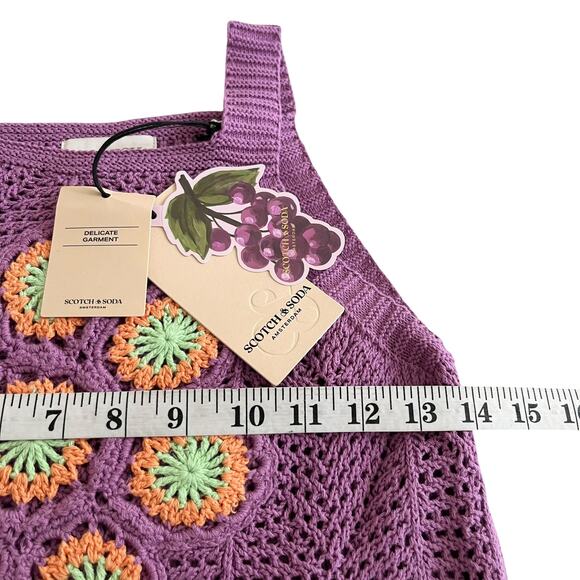 Scotch & Soda Amsterdam Girls Purple Sleeveless Crochet Flower Top Size 12 NWT - Picture 6 of 11